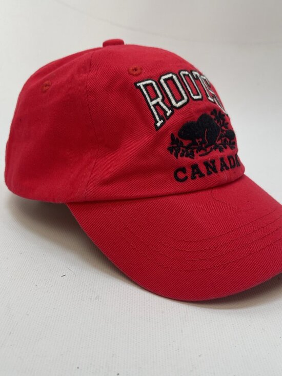 Y2K Roots Canada Beaver Logo Cap Hat Youth Red Adjustable Dad Spell out Logo - Picture 2 of 8